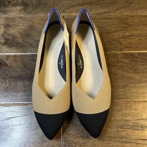 NWOB Rothy’s The High Point Block Heel Pumps Women’s 8 Tan Black In Love Insoles